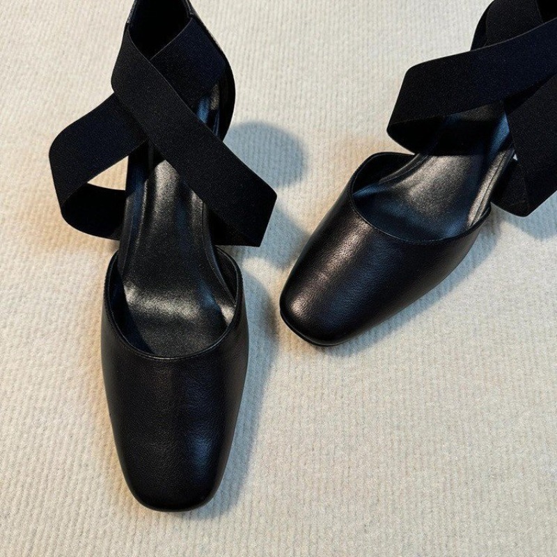 Leatherwork In French - Sandales à talons carrés en cuir