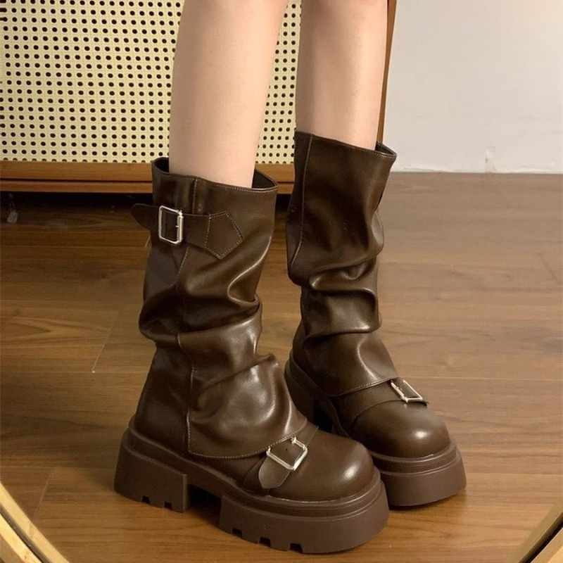 Bottes mi-mollet punk pour fem - Belt Buckle Blank avis et prix