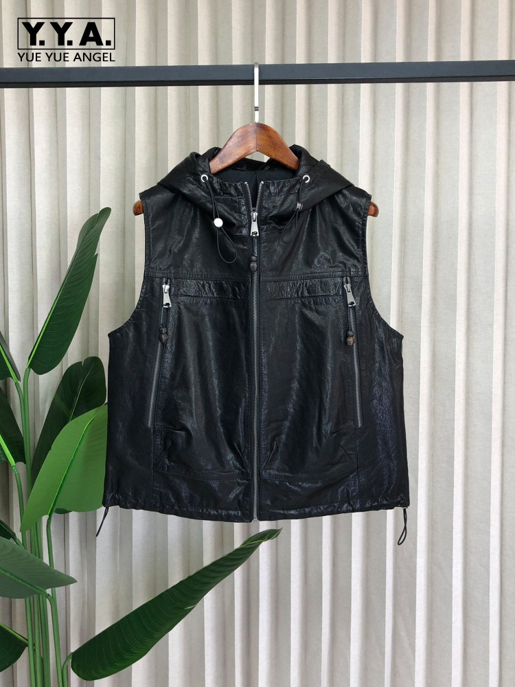 Gilet à capuche en cuir vérita - Leather Work Jacket With Hood avis et prix