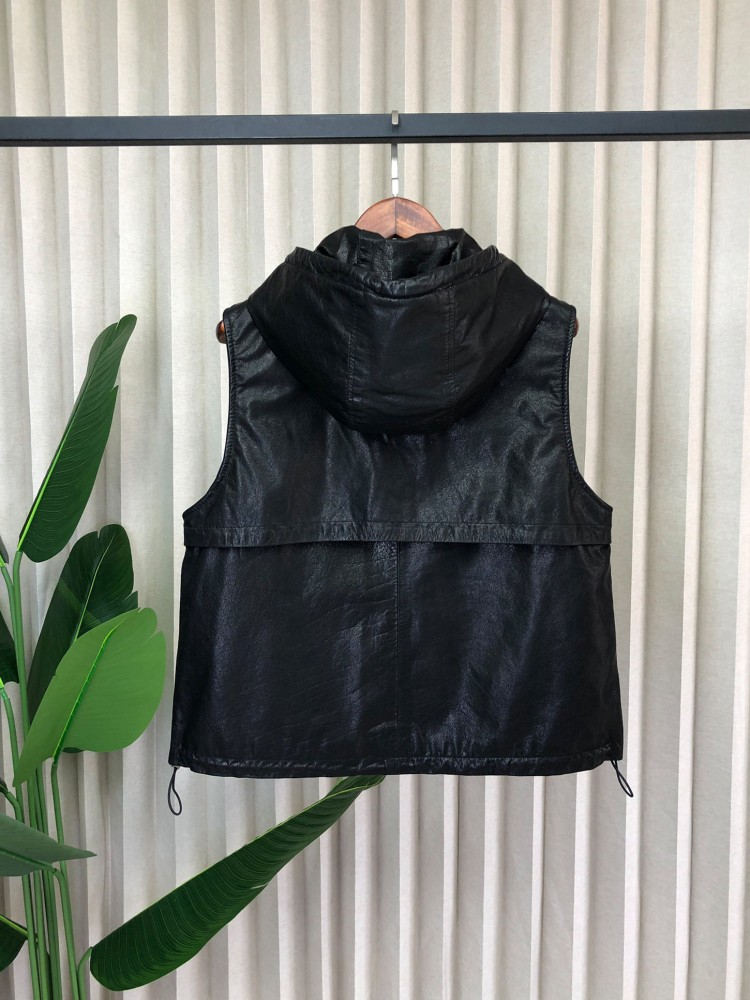 Gilet à capuche en cuir vérita - Leather Work Jacket With Hood avis et prix