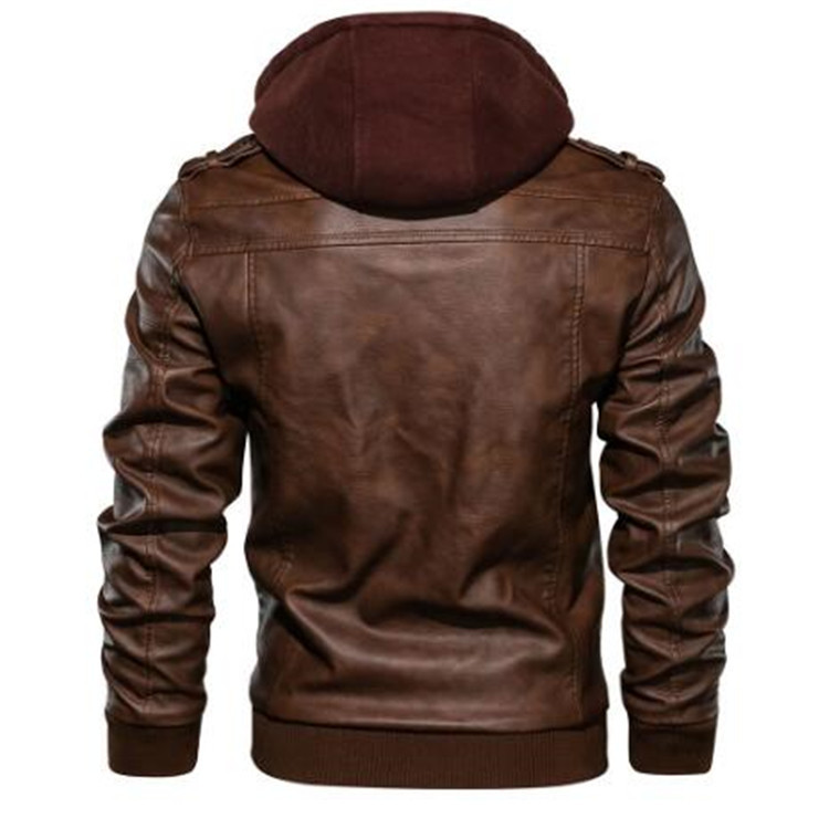 Manteaux à capuche pour hommes - Leather Work Jacket With Hood avis et prix