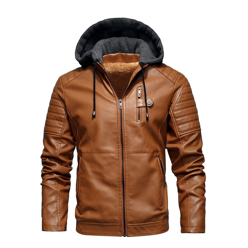 Veste à capuche épaisse et cha - Leather Work Jacket With Hood avis et prix