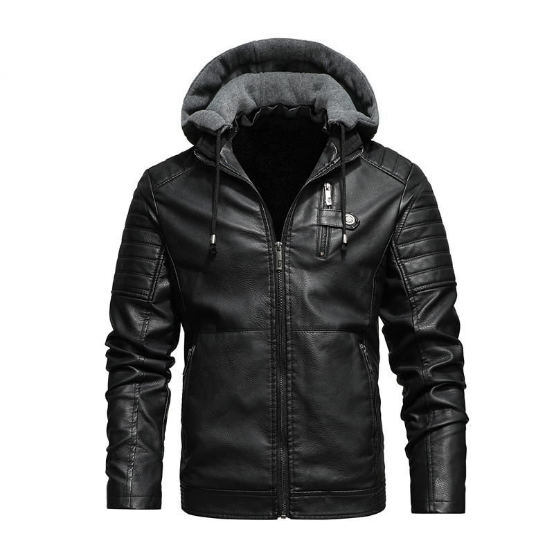 Veste à capuche épaisse et cha - Leather Work Jacket With Hood avis et prix
