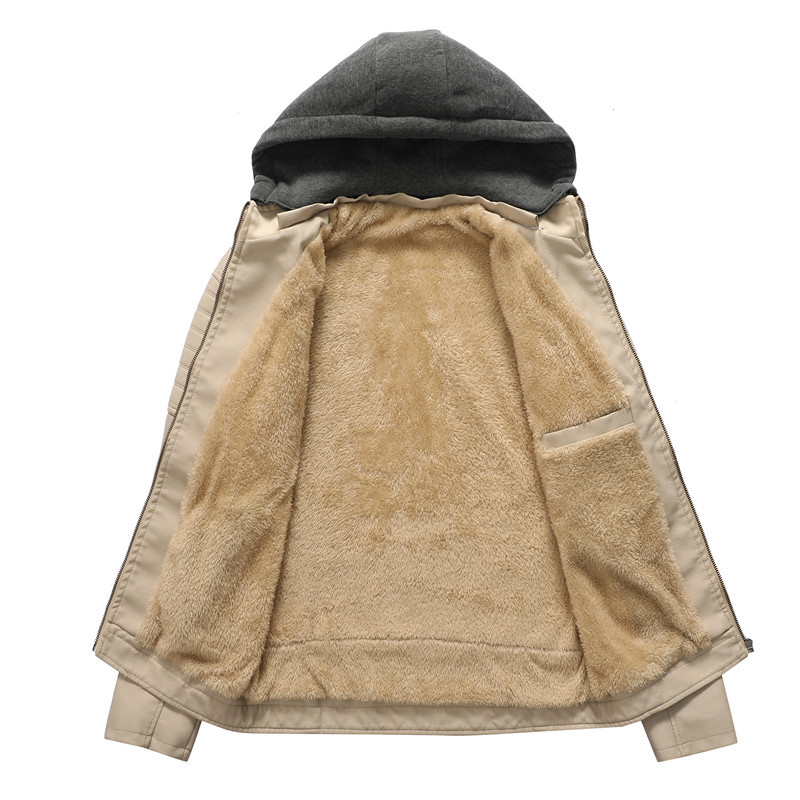 Veste à capuche épaisse et cha - Leather Work Jacket With Hood avis et prix
