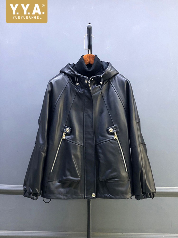 Veste Courte à Capuche en Peau - Leather Work Jacket With Hood avis et prix
